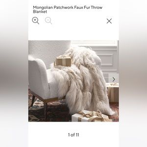Pottery barn Mongolian Patchwork Faux Fur Throw Blanket